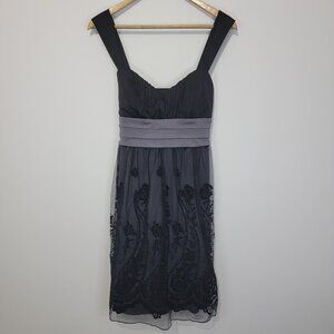 BCX Juniors Black Floral Sleeveless Dress Sz L Empire Waist Whimsigoth Y2K Hoco